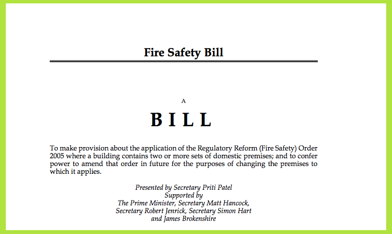 AliDeck react to the First Reading of the Fire Safety Bill