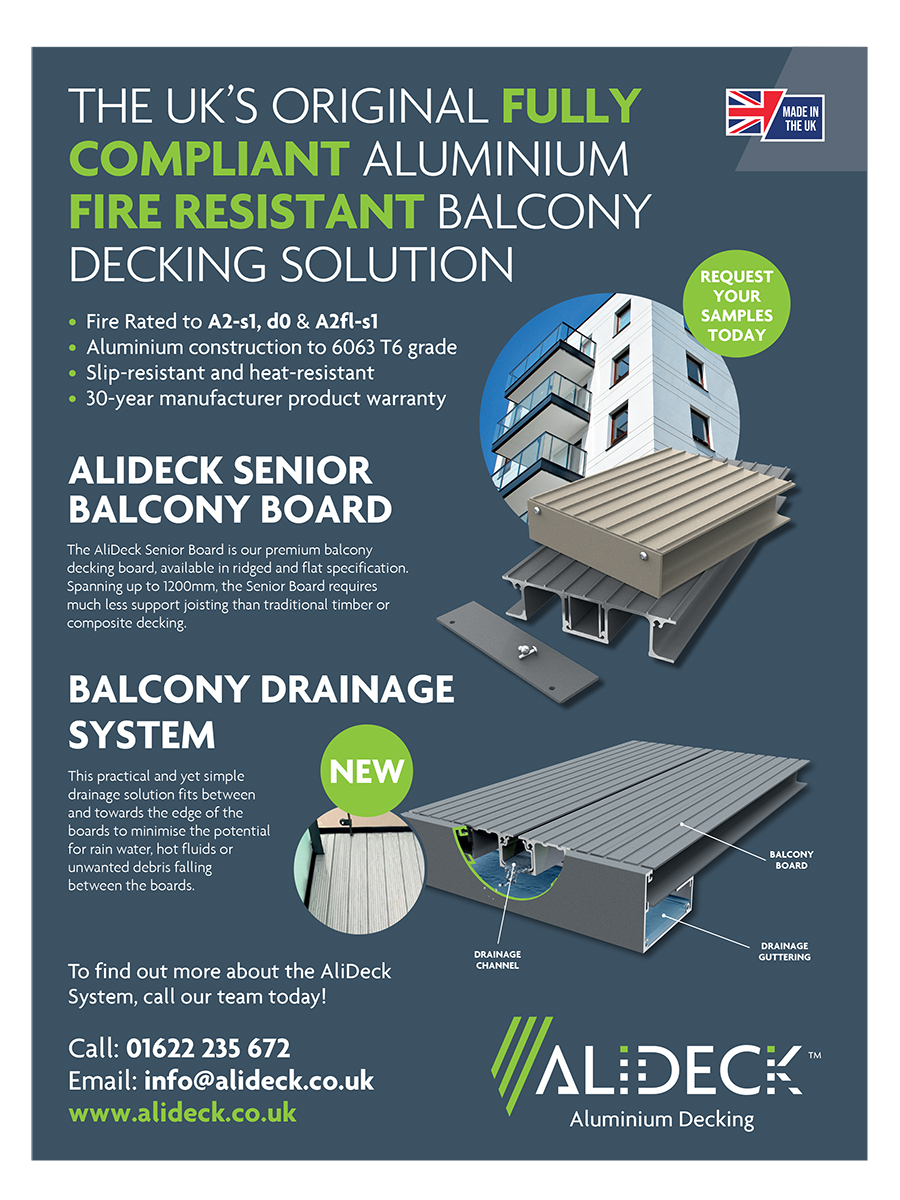 AliDeck Aluminium Decking Advert For Specification Magazine