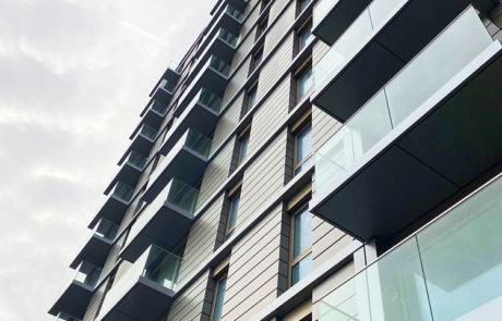 AliDeck non-combustible aluminium metal decking specified for balcony package at Gore Street Manchester project