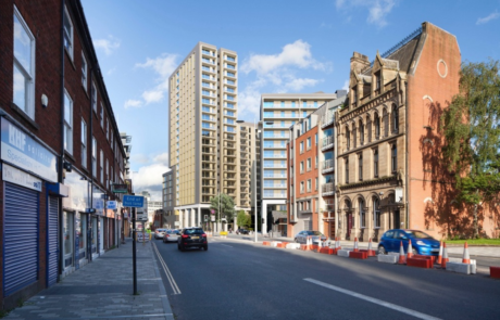 AliDeck non-combustible aluminium metal decking specified for balcony package at Gore Street Manchester project