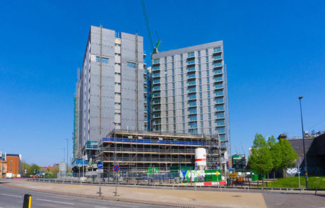 AliDeck Non-Combustible Aluminium Metal Decking Junior Board Installed On Feature Balconies at Gore Street, Manchester