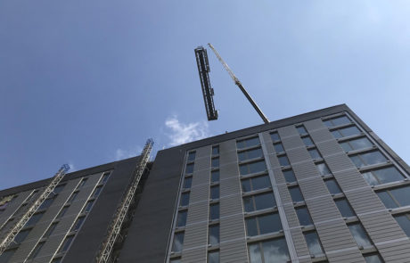 AliDeck Non-Combustible Aluminium Metal Decking Junior Board Installed On Feature Balconies at Gore Street, Manchester