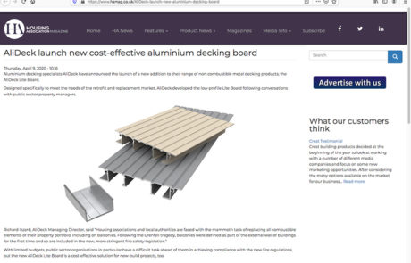 AliDeck Non-Combustible Aluminium Metal Decking Lite Board Launched