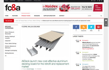 AliDeck Non-Combustible Aluminium Metal Decking Lite Board Launched