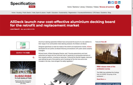 AliDeck Non-Combustible Aluminium Metal Decking Lite Board Launched