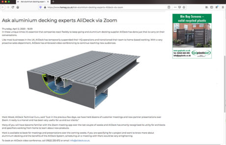 AliDeck Non-Combustible Aluminium Metal Decking Zoom Meetings