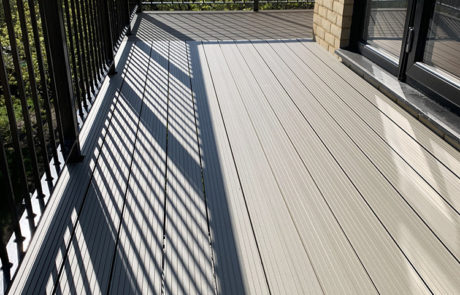 AliDeck Non-combustible Aluminium metal decking installed on balconies at Stevenage development