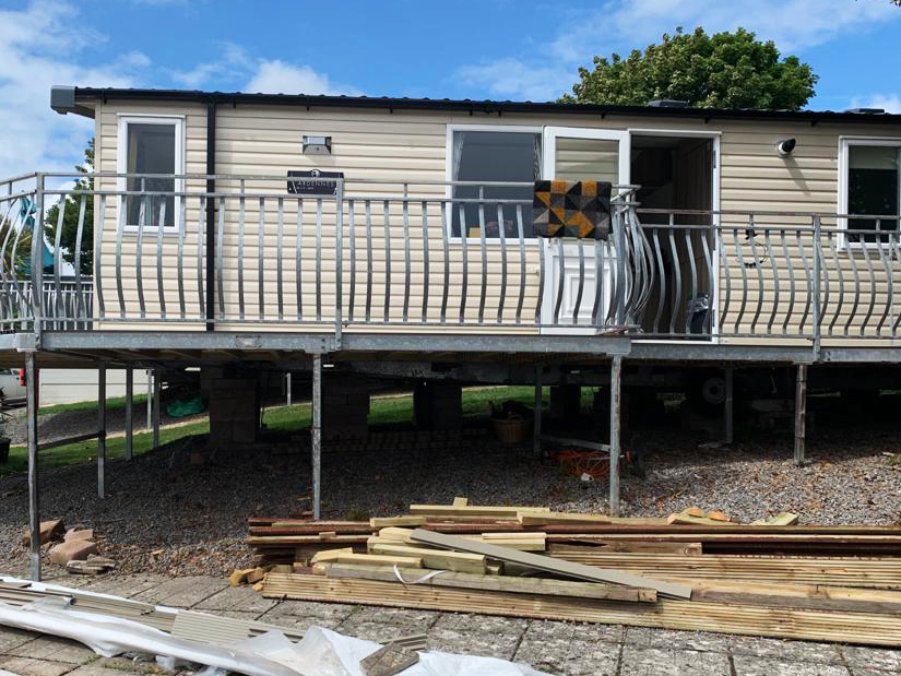 AliDeck Non-Combustible Aluminium Metal Decking Lite Board Installed at Static Caravan in Wales