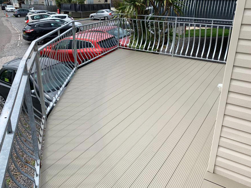 AliDeck Non-Combustible Aluminium Metal Decking Lite Board Installed at Static Caravan in Wales