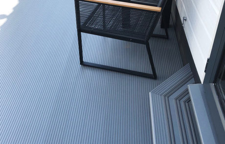 AliDeck Non-Combustible Aluminium Metal Decking Installed At Static Caravan For Fire and Slip Resistant Terrace Deck