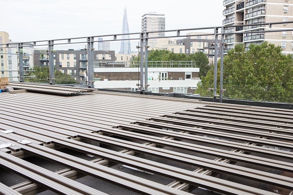 AliDeck Non-Combustible Aluminium Metal Decking Team Head To bermondsey penthouse Apartment To Inspect Roof Terrace Install