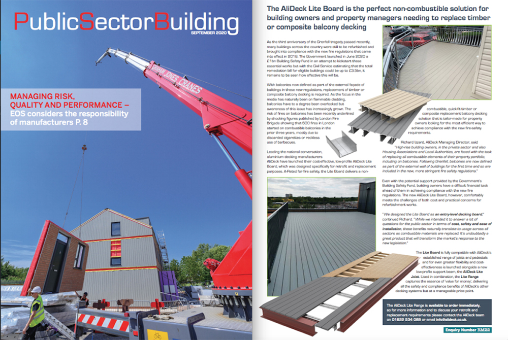 AliDeck Lite Board Featured In Public Sector Building Magazine September 2020