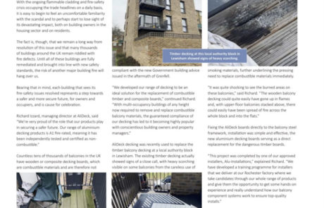 AliDeck Housing Association Magazine April 202 Aluminium Decking Retrofit EWS1