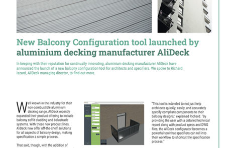 AliDeck Specification Magazine Balcony Configurator Launch April 2021