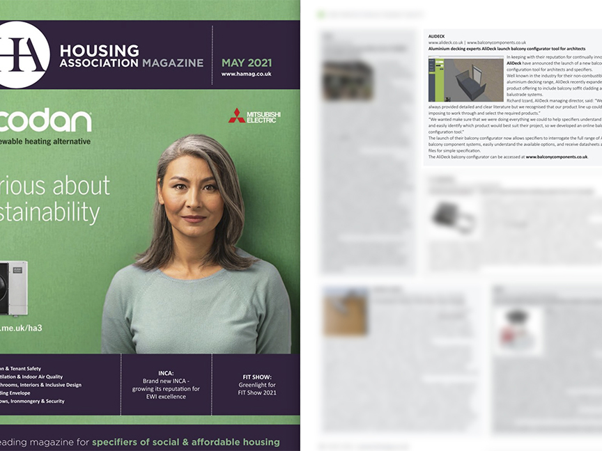 AliDeck Balcony Configurator Housing Association Magazine May 2021