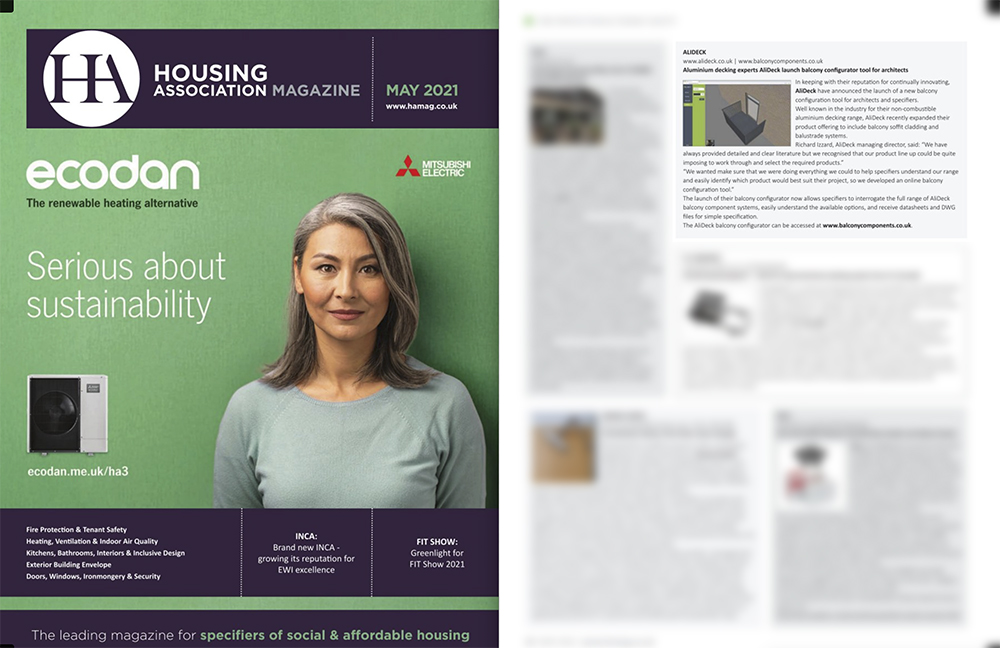 AliDeck Balcony Configurator Housing Association Magazine May 2021