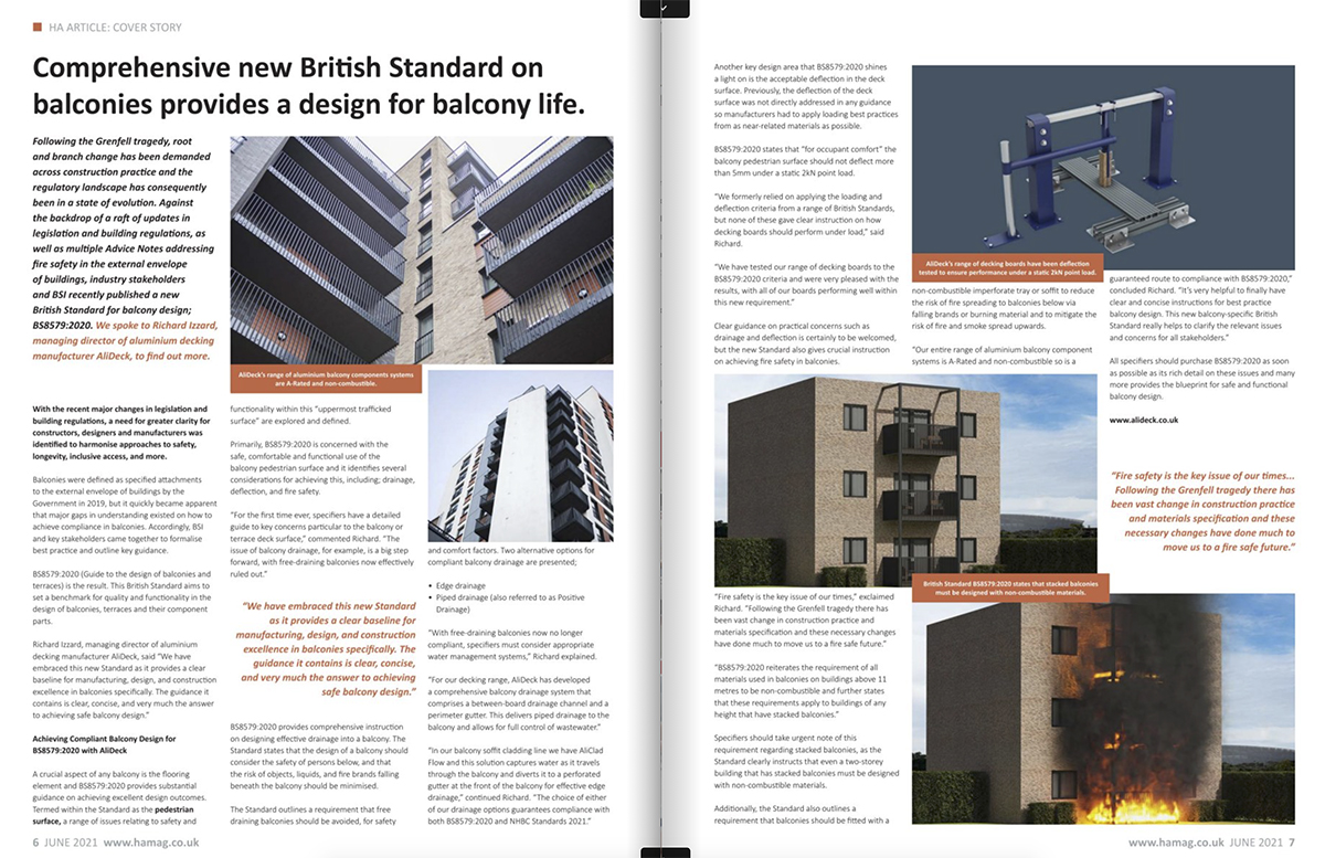 AliDeck Housing Association Magazine June 2021 BS8579 Feature