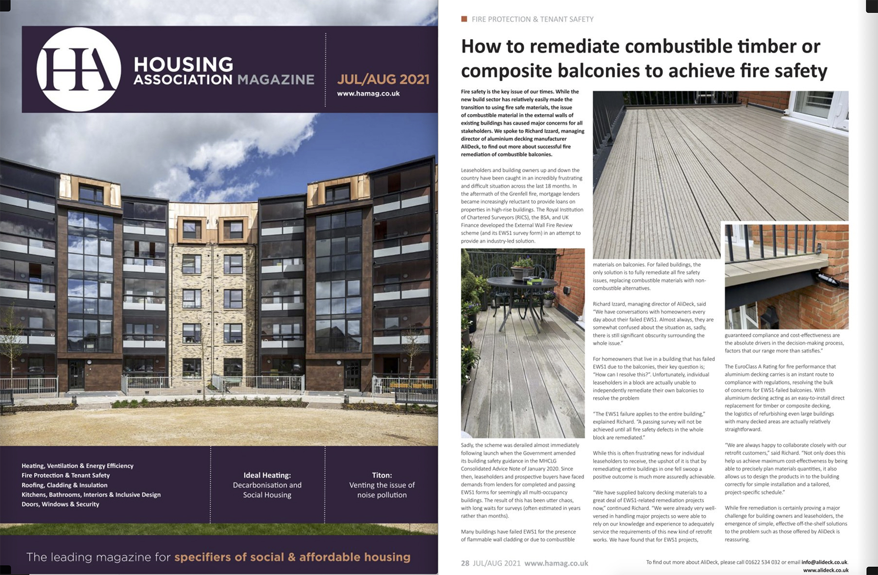 AliDeck Housing Association Magazine July August 2021