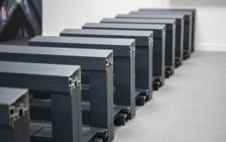 AliDeck factory crew manufacture lovely desktop-sized AliRail with Glass Infill Balustrade Balcony Samples