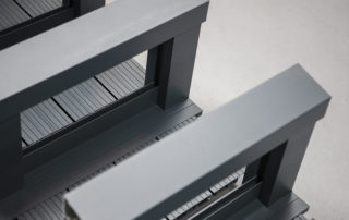 AliDeck factory crew manufacture lovely desktop-sized AliRail with Glass Infill Balustrade Balcony Samples