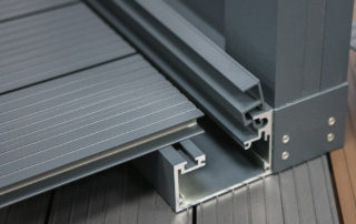 AliDeck factory crew manufacture lovely desktop-sized AliRail with Glass Infill Balustrade Balcony Samples
