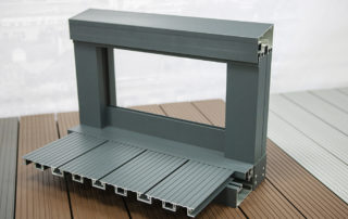 AliDeck factory crew manufacture lovely desktop-sized AliRail with Glass Infill Balustrade Balcony Samples
