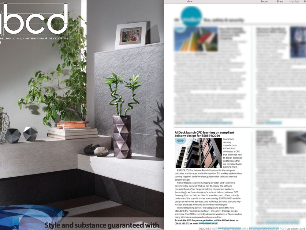 AliDeck Aluminium Decking Featured in ABCD Magazine August 2021