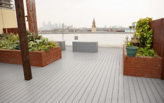 AliDeck Digital Marketing Apprentice makes site visit to fire safety remediation project in Bermondsey, London, to capture photographs of our aluminium decking to the large roof terrace