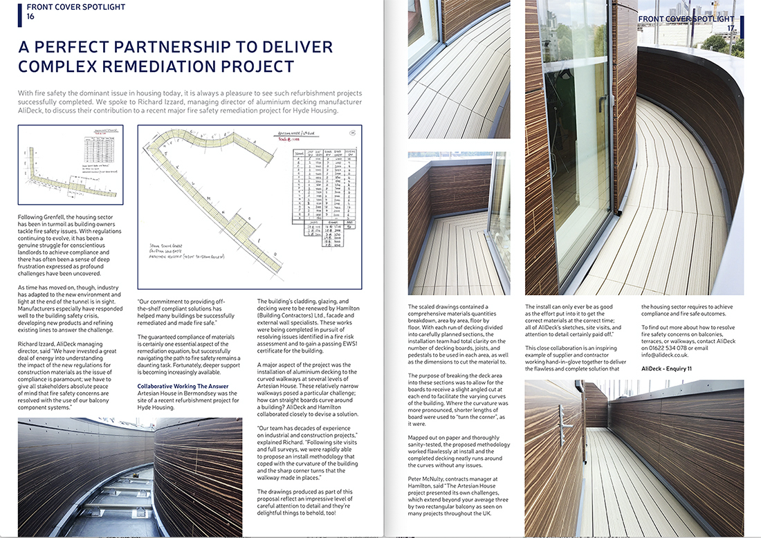 AliDeck Housing Specification Aluminium Decking Balcony Fire Safety Remediation Artesian House