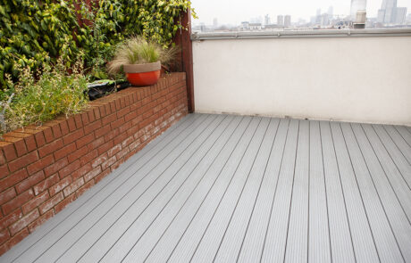 Large roof terrace decking replacement project completed in Bermondsey, London, as part of refurbishment works for The Hyde Group