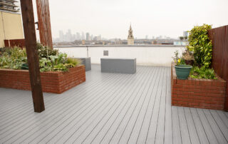 Large roof terrace decking replacement project completed in Bermondsey, London, as part of refurbishment works for The Hyde Group