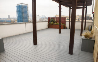 Large roof terrace decking replacement project completed in Bermondsey, London, as part of refurbishment works for The Hyde Group