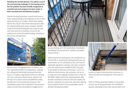 AliDeck Aluminium Metal Decking Feature Housing Association Magazine Crayford Remediation Project