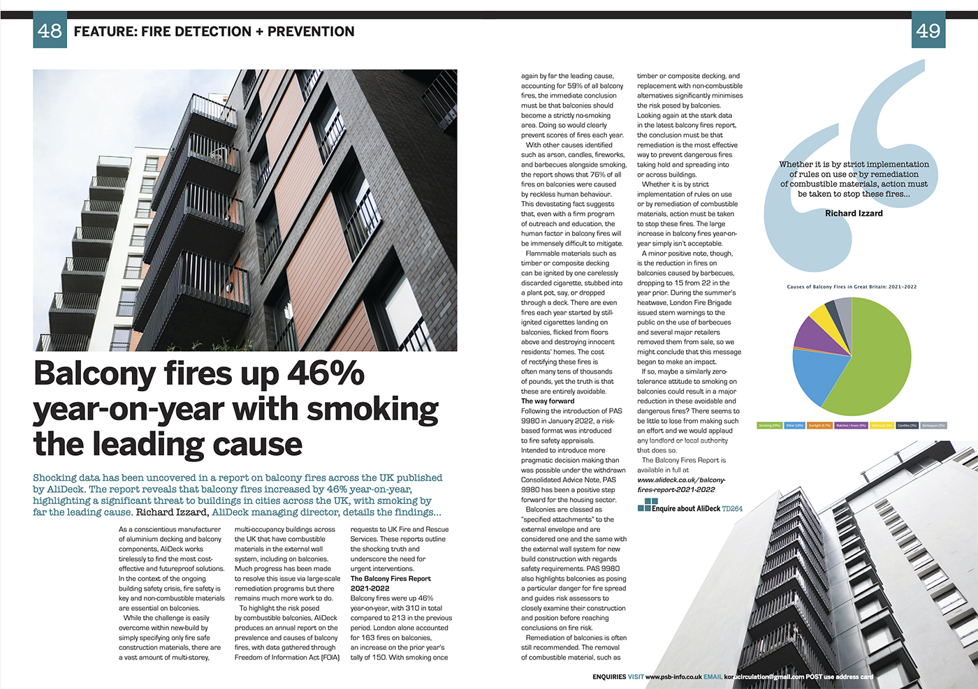 AliDeck Balcony Fires Report featured in Public Sector Building Magazine