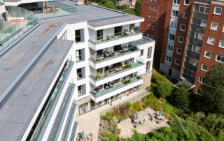 Balcony Fire Remediation Project with curved terraces and walkways at Horizon care home in Poole