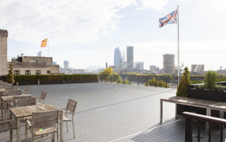 Stunning roof terrace completed at IET London Savoy Place, incredible views across the city from this beautiful space