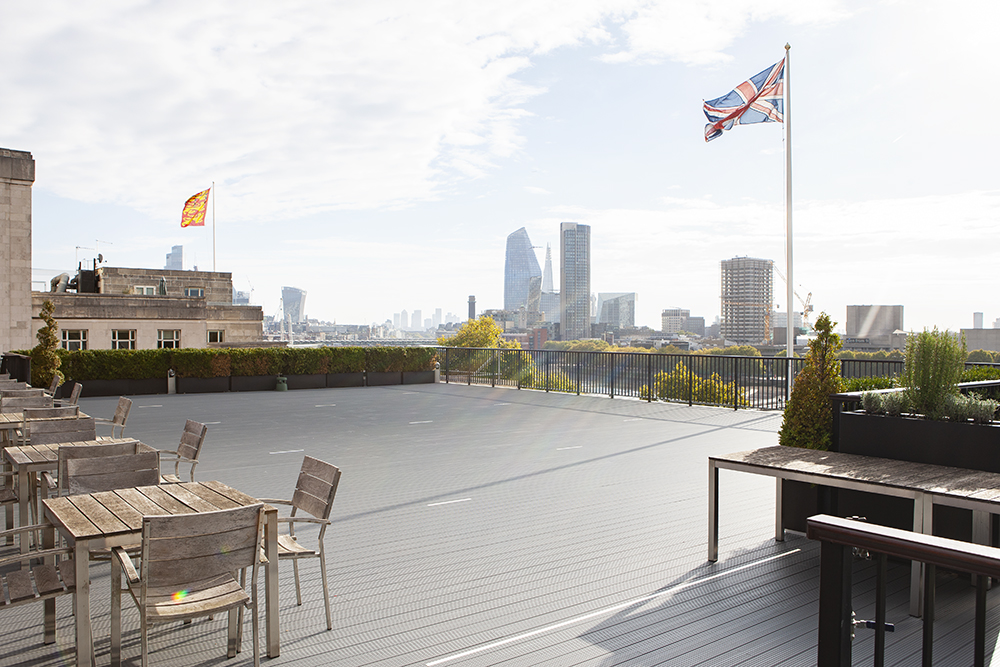 Stunning roof terrace completed at IET London Savoy Place, incredible views across the city from this beautiful space