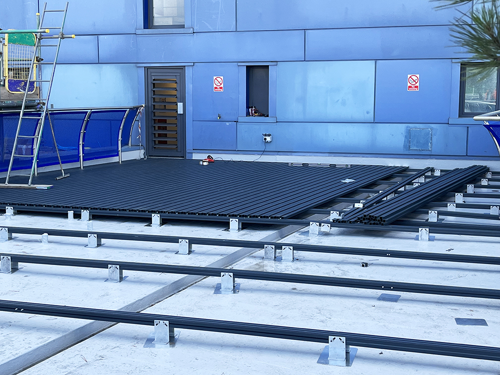 Roof terrace decking replacement completed at Indigo Blue, Leeds, by AliDeck approved installer JB Project Services