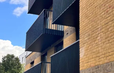 AliClad Flow Punched Gutter Installation, Aluminium Balcony Soffit in Whitechapel for PMS Composites, Sidney Street Project